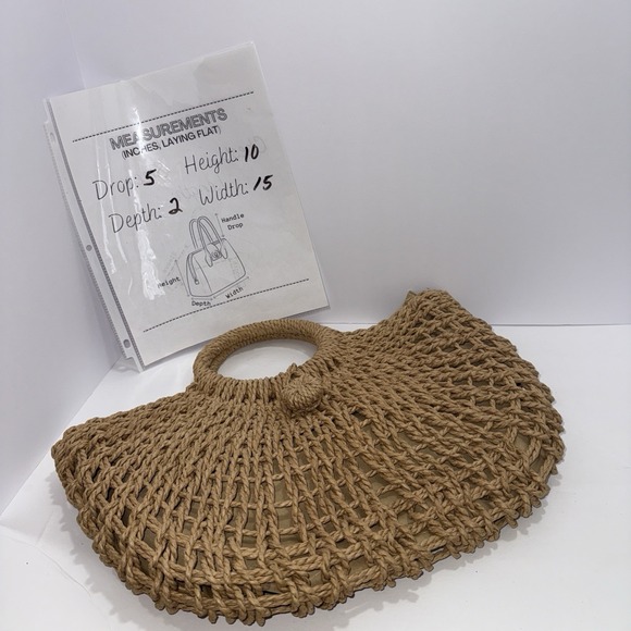 Womens Handmade Straw Handbag Tote Summer Beach Boho Vacation Resort Casual Work - Picture 8 of 8